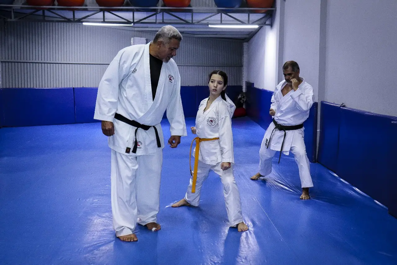 Profissionais treinando Karatê